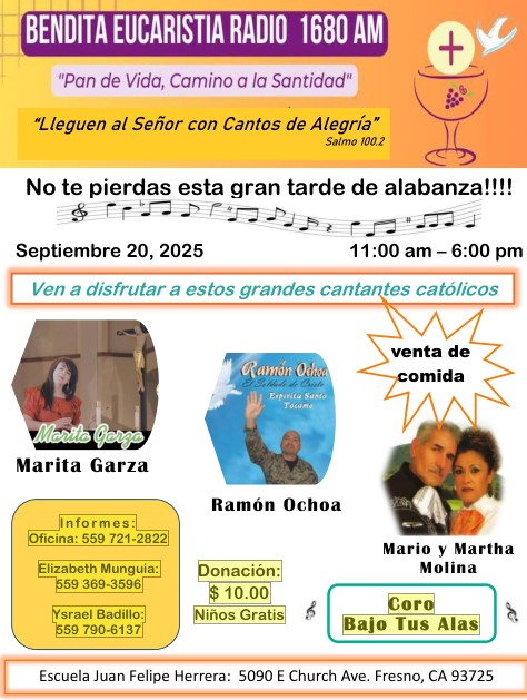 Tarde de «‘adoracion’ y ‘alabanza'» el 20 Sep.
