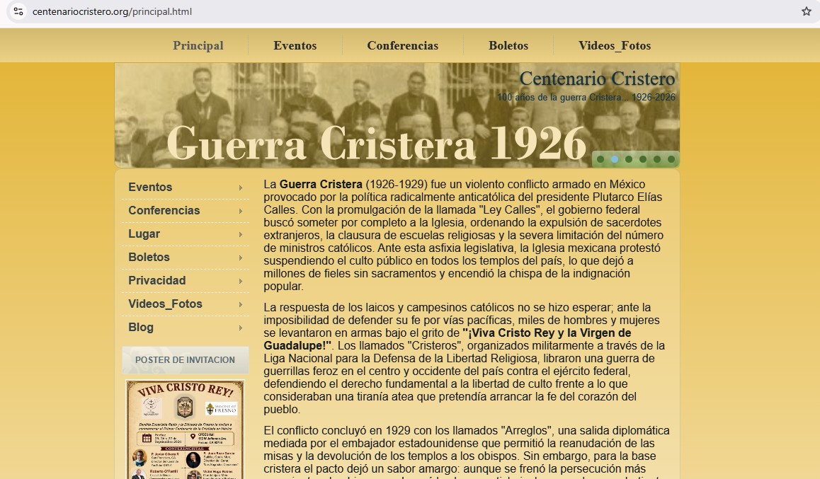 24/25/26 Sep: Evento Cristero en CPDES (Fresno, CA.),